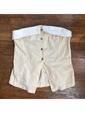 Free People Women's Cream and White Blous